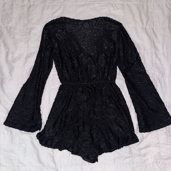 Francesca's Black Floral Pattern Romper - Picture 2 of 2